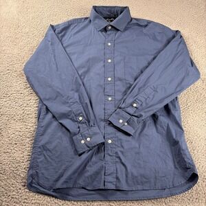 Frank's Apparel Shirt Mens L Blue Button Up Casual Cotton Made USA *RARE*